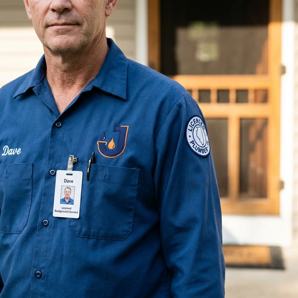 Licensed plumber showing ID badge in Bremerton, WA