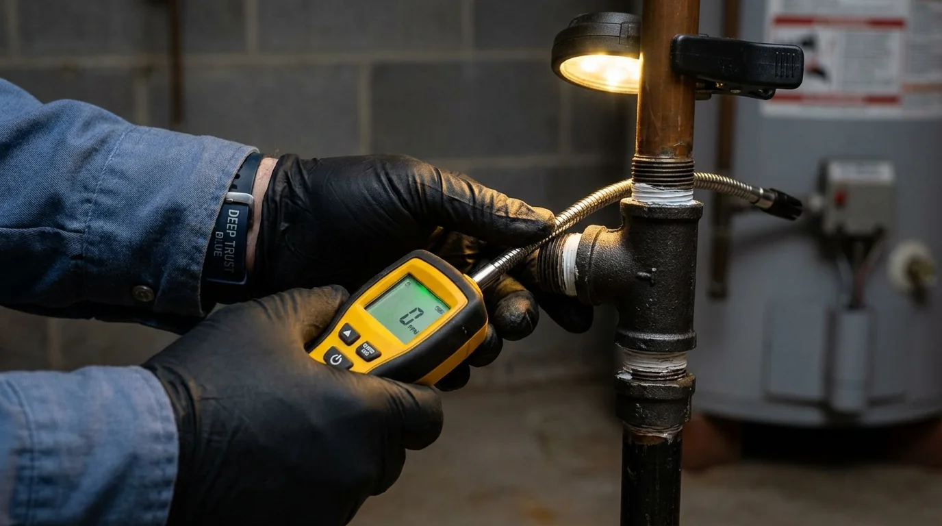 Gas leak detection with electronic sniffer by Johns Plumbing LLC in Bremerton