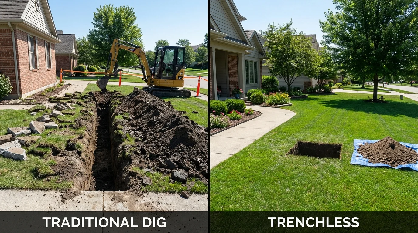 Trenchless sewer repair with minimal yard damage versus traditional excavation in Bremerton, WA